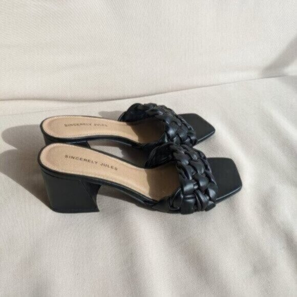Sincerely Jules Twist Braided Square Toe Sandal Heel Size 7 Women - Picture 6 of 10